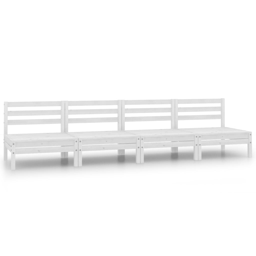 4-tlg. Garten-Lounge-Set Weiss Kiefer Massivholz